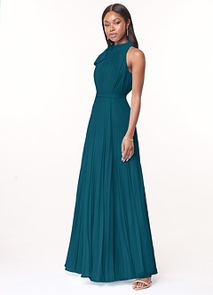 Azazie Cailyn Bridesmaid Dresses A-Line Pleated Chiffon Floor-Length Dress image2