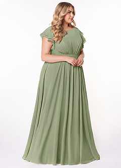 Azazie Daphne Modest Bridesmaid Dresses A-Line Ruffled Chiffon Floor-Length Dress image9