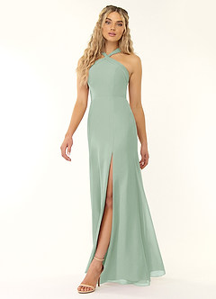 Azazie Rue Bridesmaid Dresses Agave A-Line Halter Chiffon Dress image5