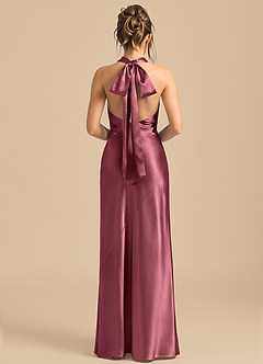 Azazie Velli Robes de demoiselle d'honneur Robe Fourreau en Satiné métallisé Col Haut Rose Du Désert image5