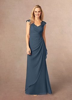 Azazie Gladys Mother of the Bride Dresses Neptune A-Line Queen Anne Lace Chiffon Dress image2