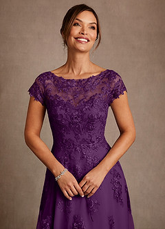 Azazie Jalinda Mother of the Bride Dresses Grape A-Line Lace Chiffon Dress image5