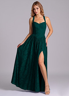 Azazie Francis Bridesmaid Dresses Pine A-Line Corset Floral Burnout Dress image4