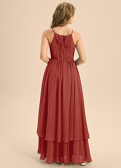 Azazie Elliora Junior A-Linie Plissee Chiffon Kleid Terrakotta image2