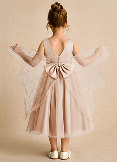 Azazie Pear Flower Girl Dresses English Rose Ball-Gown Bow Tulle Dress image1