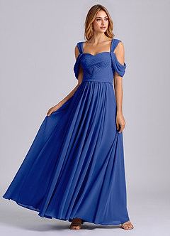 Azazie Koa Brudtärnklänningar Klä av A-Linje i Chiffong Av axeln Kungsblå image5