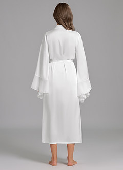 front Eleganter weißer Satin-Bademantel