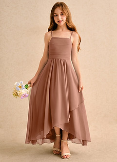 Azazie Twilight Dance Girls Formal Flower Girl Dresses Bronzer A-Line Pleated Chiffon Dress image4