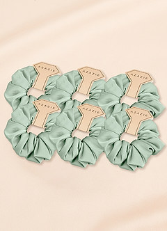front Farblich passendes Brautjungfern-Scrunchie-Set aus Stretch-Satin in Übergröße