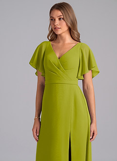 Azazie Ambrosia Bridesmaid Dresses Lemongrass A-Line Pleated Chiffon Dress image7