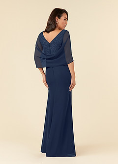 Azazie Laina Mother of the Bride Dresses Dark Navy Mermaid Lace Chiffon Dress image3