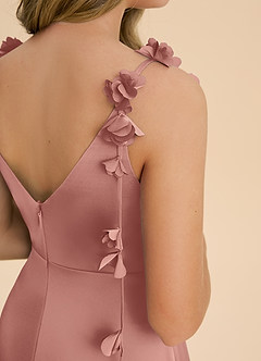 Azazie Gumdrop Junior Rosette Empire Pleated Stretch Satin Dress image6