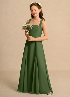 Azazie Tater Junior Formal Flower Girl Klänningar Klä A-Line i Chiffong Plisserad image5