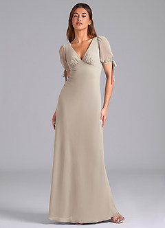 Azazie Pheby Bridesmaid Dresses Frost A-Line Pleated Chiffon Dress image1