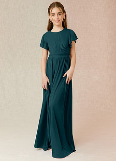 Azazie Mosley Junior A-Linie Gestreift Gittergewebe Kleid Kiefer image1