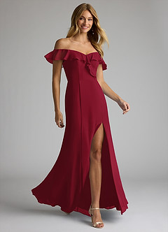 Azazie Sophie Jurken voor bruidsmeisjes Converteerbaar Jurk van Chiffon met A-Lijn Off the Shoulder Bourgondië image3