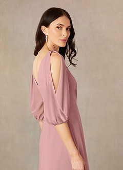 Azazie Bronwyn Mother of the Bride Dresses Dusty Rose A-Line V-Neck Ruched Chiffon Dress image5