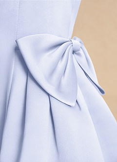 Azazie Macaroon Flower Girl Dresses Lavender Ball-Gown Bow Matte Satin Dress image6