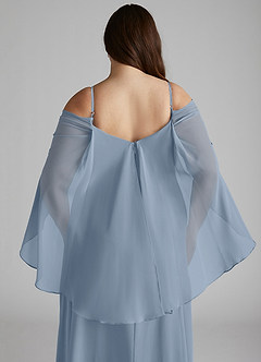 Azazie Cienna Bridesmaid Dresses Dusty Blue A-Line Off the Shoulder Chiffon Dress image12