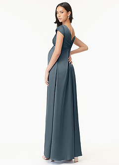 Azazie Allessia Abiti da damigella d'onore premaman Abito A-Line Plissettato Raso Elasticizzato Floor-Length image4