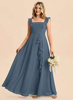Azazie Nori Junior Neptune A-Line Ruched Chiffon Dress image6