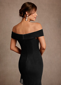 Azazie Billings 신부의 어머니 드레스 인어 오프 더 숄더 벨벳 비대칭 드레스 image6