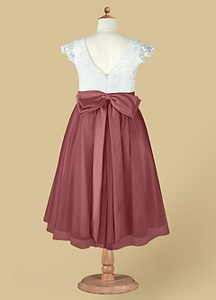 Azazie Vetty Flower Girl Dresses Ivory Amethyst A-Line Lace Tulle Dress image13