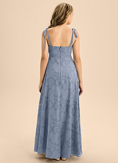 Azazie Rosey Junior Dusty Blue A-Line Sweetheart Neckline Floral Burnout Dress image2