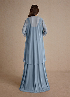 Azazie Clinton Mother of the Bride Dresses Dusty Blue A-Line Pleated Mesh Dress image3