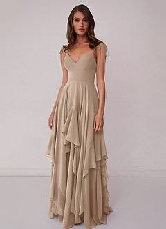 Barbie ♥ Azazie Bridesmaid Dresses Taupe A-Line Bow Chiffon Dress image4