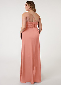 Azazie Eren Bridesmaid Dresses Coral Mermaid One Shoulder Stretch Satin Dress image7