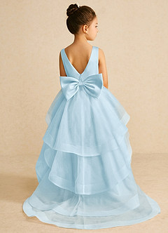 Azazie Pumpkin Flower Girl Dresses Sky Blue A-Line Convertible Tulle Dress image1