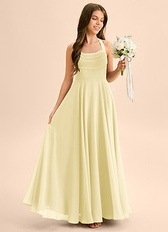 Azazie Kady Junior A-Linie Herzausschnitt Chiffon Kleid Zitronensorbet image5