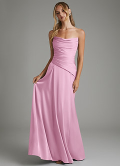 Azazie Gabriela Bridesmaid Dresses Candy Pink A-Line Corset Stretch Satin Dress image7