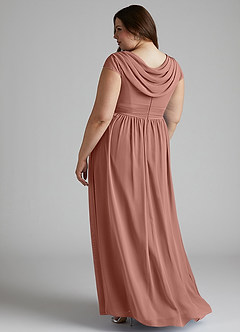 Azazie Organa Abiti da Damigella Abito A-Line in Chiffon Plissettato Cedro Rosa image10