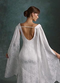 Azazie Georgina Wedding Dresses Diamond White Sheath Floral Burnout Dress image7