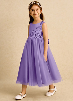Azazie Malva Flower Girl Dresses Tahiti Ball-Gown Bow Tulle Dress image3