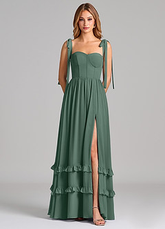 Azazie Anastacia Bridesmaid Dresses Sea Moss A-Line Sweetheart Neckline Chiffon Dress image6