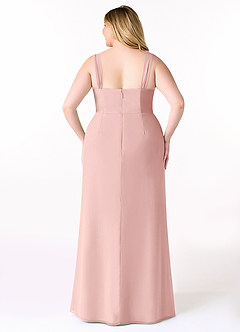Azazie Denice Bridesmaid Dresses Powder Pink Sheath Pleated Chiffon Dress image10