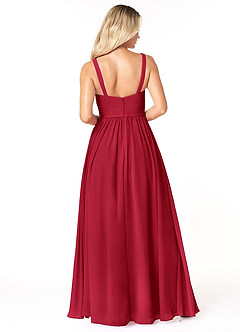 Azazie Chanel Brautjungfernkleider A-Linie Plissee Chiffon Kleid Scharlachrot image2