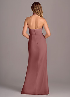 Azazie Jemma Bridesmaid Dresses Desert Rose Sheath Pleated Chiffon Dress image2