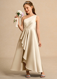 Azazie Taffy Girl Flower Girl Klänningar Klä A-Line i Matt satäng Spets image3