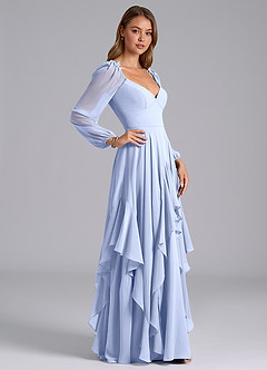 Azazie Karan Bridesmaid Dresses Ice A-Line Long Sleeve Chiffon Dress image5