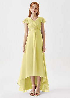 Azazie Breanne Junior Vestido de Sorbete De Limón de Gasa de Corte En A image6