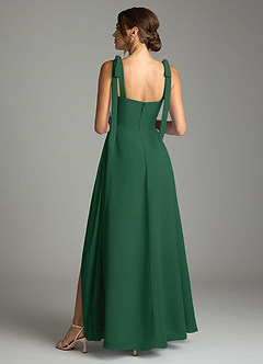 Azazie Debra Bridesmaid Dresses Dark Green A-Line with Pockets Chiffon Convertible Dress image10