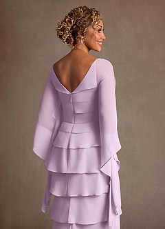 Azazie Arabinda Mother of the Bride Dresses Frosted Lilac Sheath Ruched Chiffon Dress image6