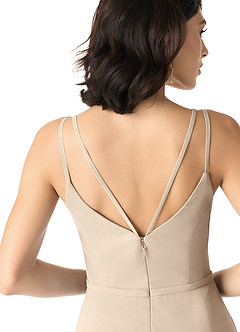 Azazie Janine Bridesmaid Dresses Taupe A-Line V-Neck Chiffon Dress image5