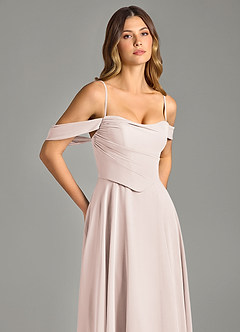 Azazie Chelsey Vestidos de damas de honor Vestido de Pétalo De Rosa de Gasa de Corte en A Convertible con Vestidos sin tirantes image2