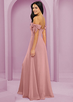 Barbie ♥ Azazie Brautjungfernkleider Wandelbar A-Linie Schulterfrei Chiffon Kleid Altrosa image6