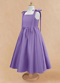 Azazie Chelsie Robe Demoiselle D'honneur Fillette Robe Trapèze en Mat Satiné Arc Tahiti image7